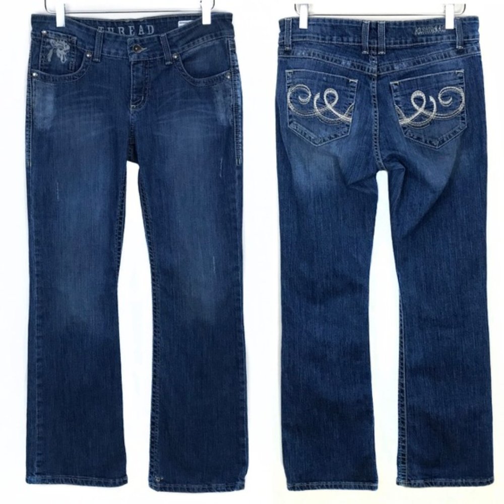 Southern Thread The Rumor Bootcut Jeans Size 30 western distressed no holes